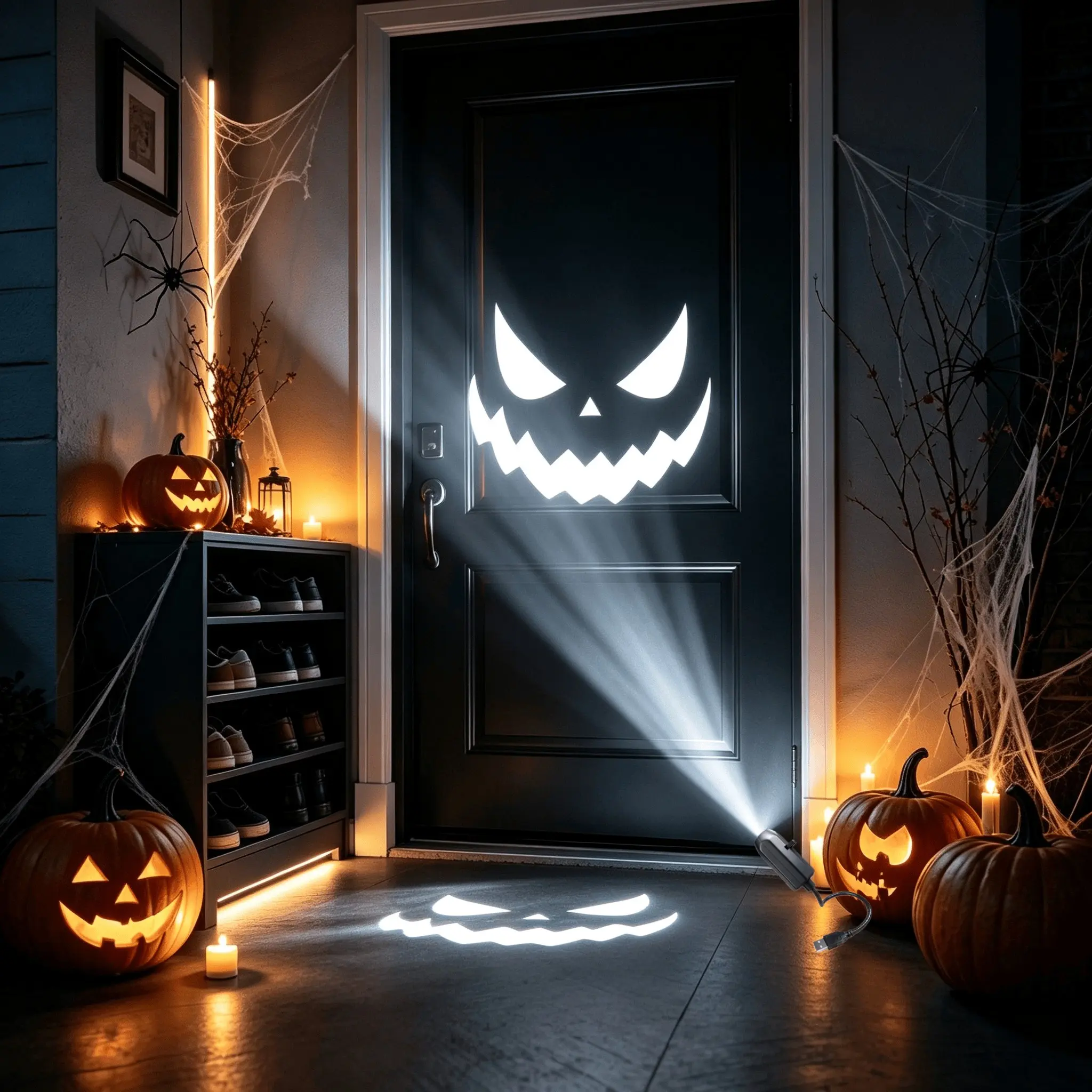 3-Pack/6-Pack USB Halloween Mini Projector Lights, Indoor Decor Creative Atmosphere Lamp, USB Powered Night Light, LED Multi-Angle Rotatable, Perfect for Halloween, Festive Decoration, Room Bedroom Living Room Ceiling Wall Projector