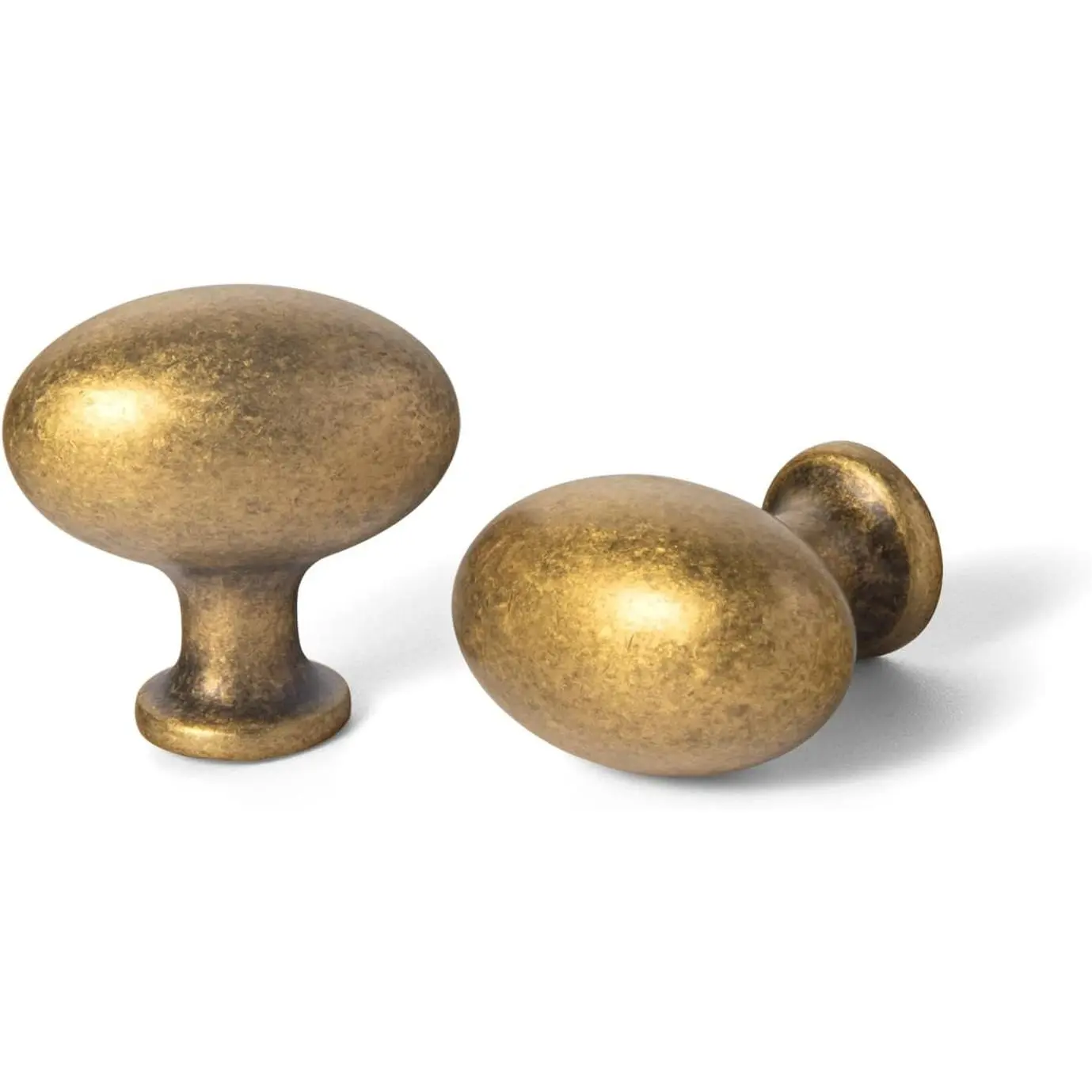 Goo-Ki 1.2 Inch (36MM) Oval Antique Brass Cabinet Knobs, Zinc Alloy Drawer Knobs for Dresser Cupboard Wardrobe, 6 Pack