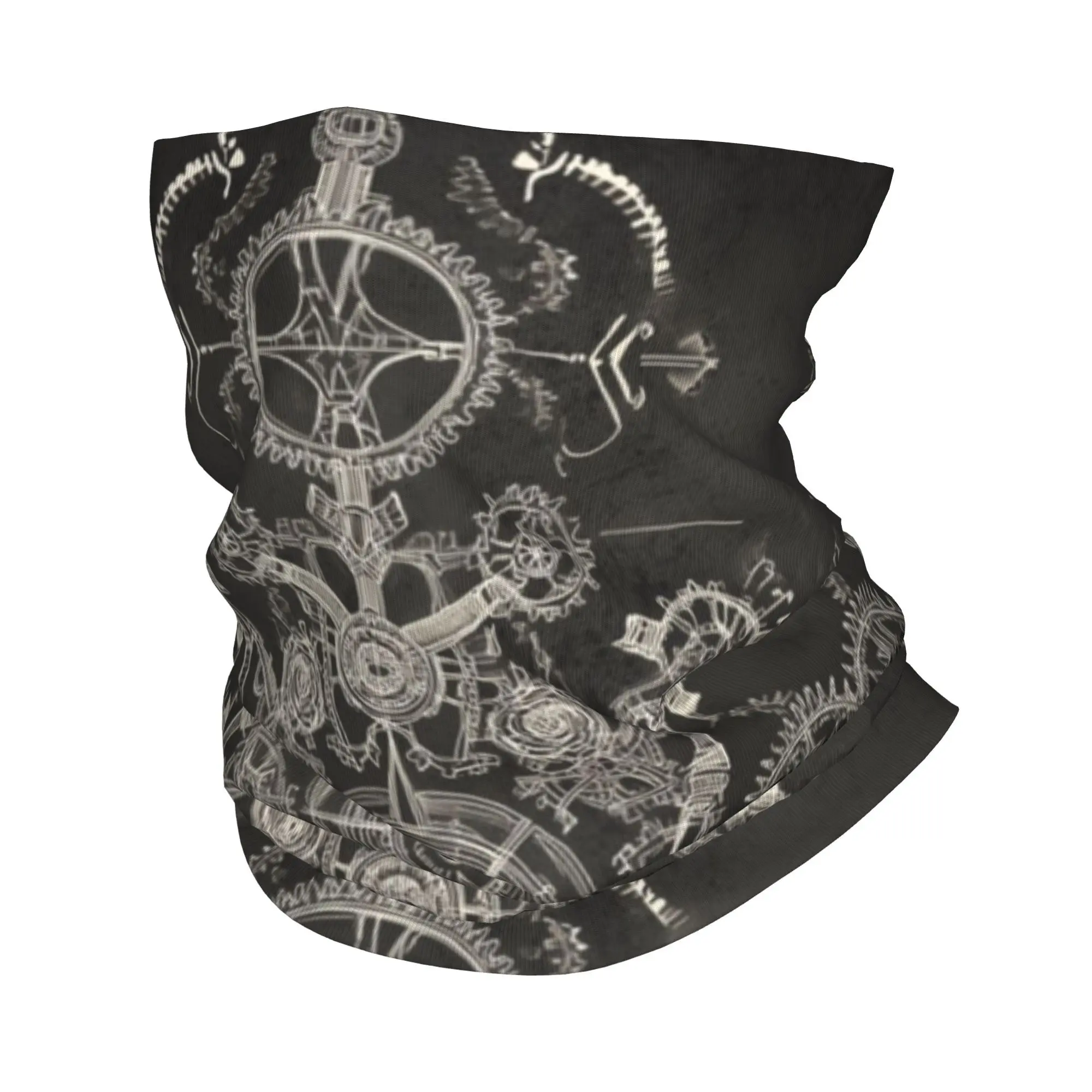 Steampunk Gear Mandala Multifunctional Neck Wrap Sports Headband, Mechanical Gear Face Mask, Retro Blueprint Snood, Outdoor Cycling Bandana