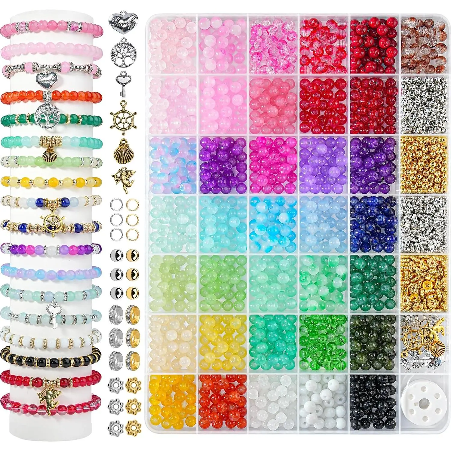 1425 count Glass Beads for  Making, 36 Colors Bracelet Making kit