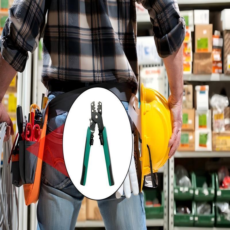 Professional Wire Crimping Tool, Multifunctional Durable Carbon Steel Pliers for Cutting Stripping Crimping 26-10 AWG Wires, Wirecutters, Hand Tools
