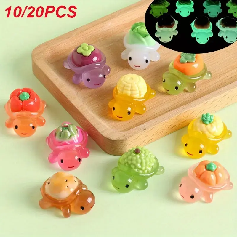 10 Night Glow Turtle Decorations, Cute Mini Magical Resin Glowing Turtle Ornaments, Ideal for Micro Landscape Aquariums, Car Desk Decor, DIY Crafts, Kids Gifts
