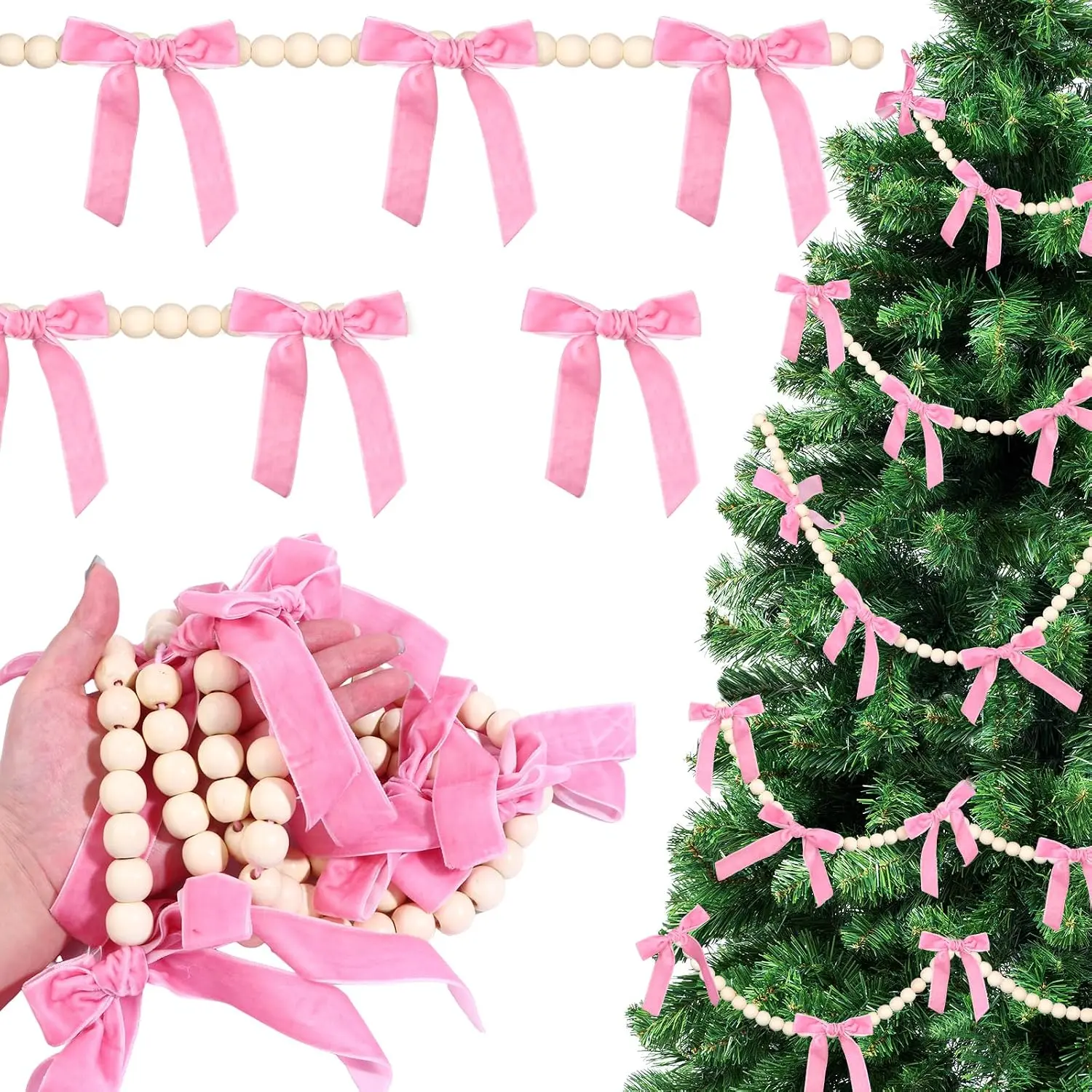 Wedding Bow  Garland —9.8Ft Garland 16  Bows&150 White   Bow Decorations Bows Garlands with  for Wedding Engagement Party  Holiday Party Decor