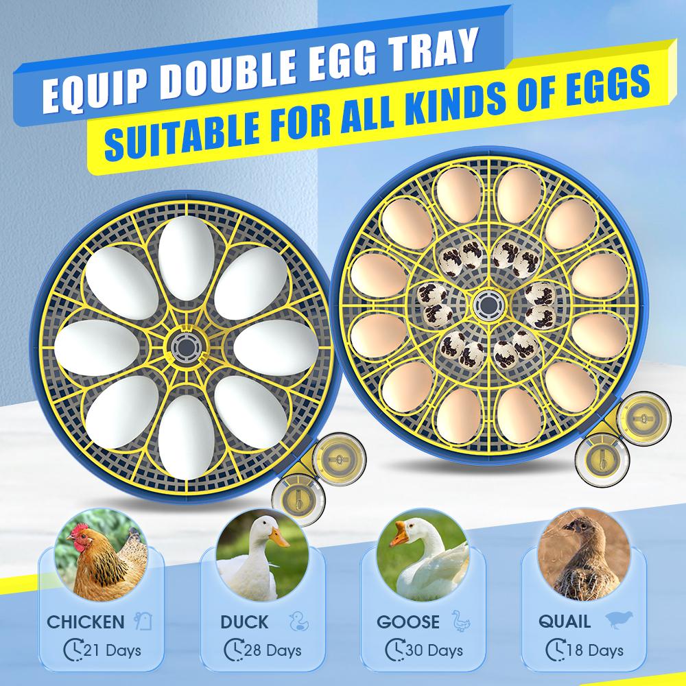 18 Eggs Incubators for Hatching Eggs,  Egg Incubator with Automatic Egg Turning and Temperature Control Humidity Display, Incubator for Chicken Eggs with Adapter,