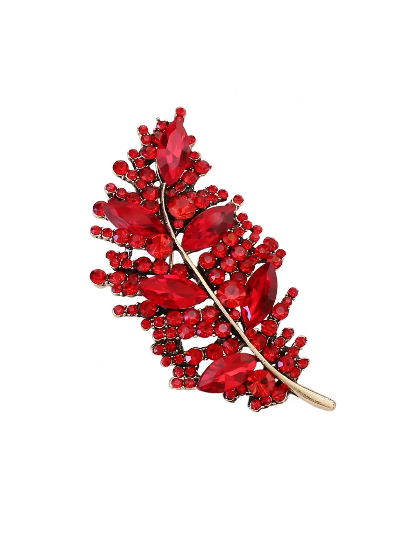 Korean-style fashion new creative diamond-inlaid leaf brooch, elegant and trendy women's anti-slip scarf pin accessory