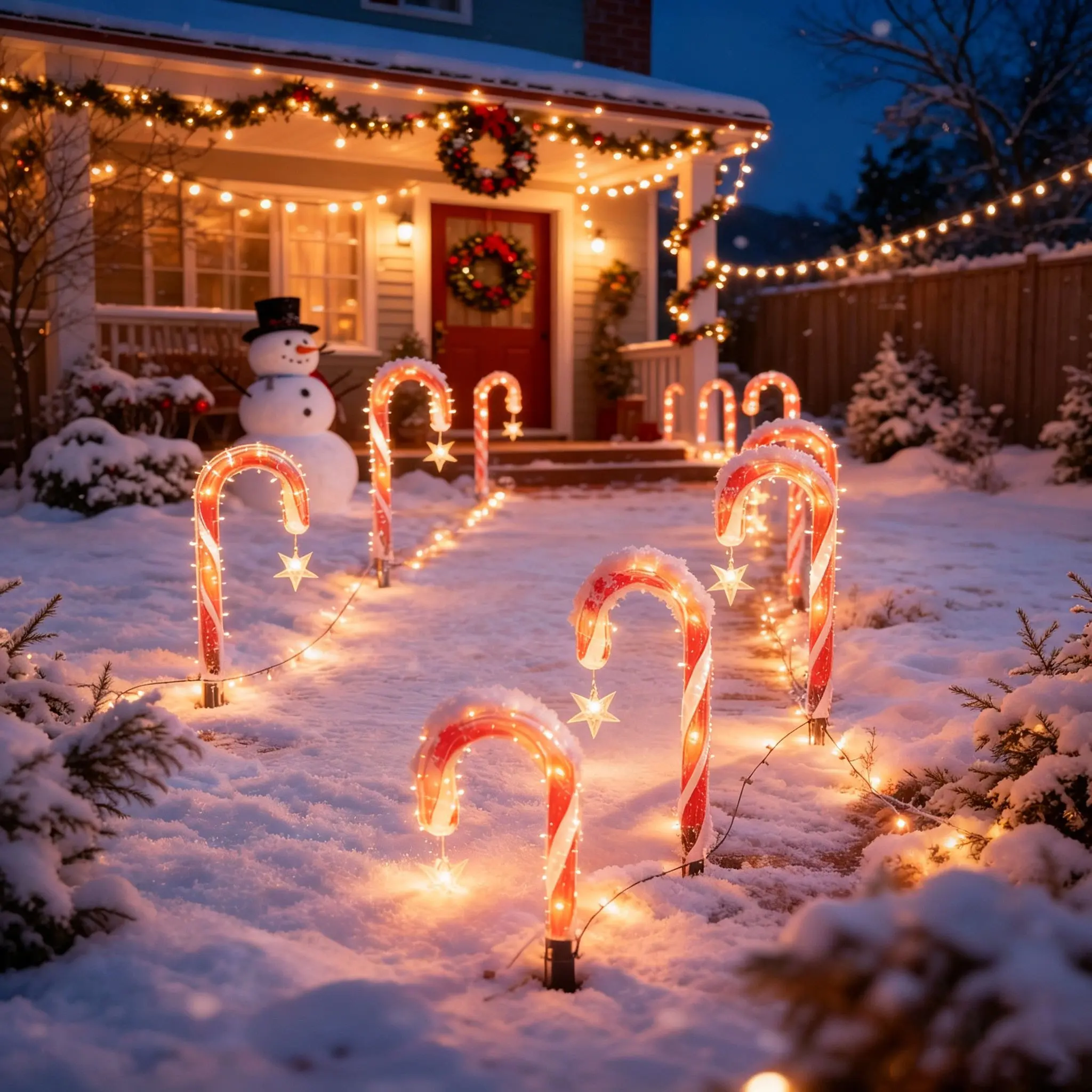 Powered Garden Candy Cane Light String(Set of 8)- LED Candy Cane Lights with Stakes, 28-Inch Pathway Markers, Garden, Yard, Party, and Holiday Decor, Waterproof IP56 Outdoor Lighting