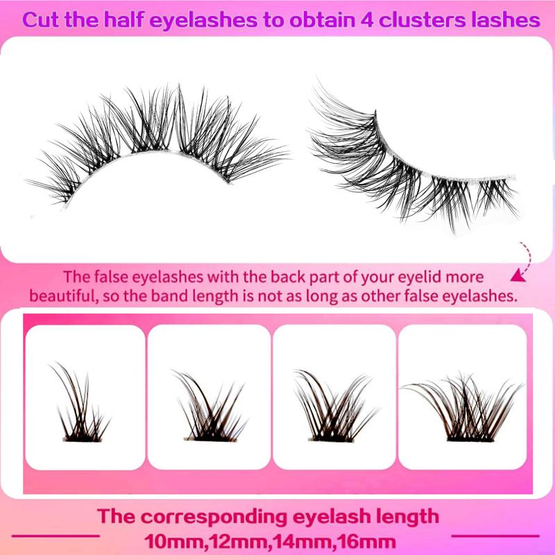 Lightweight Cat Eye Flare Lashes, 5 Pairs Transparent Stem Wispy Natural Curling Eye Makeup Strip Lashes, Volumized False Eyelashes
