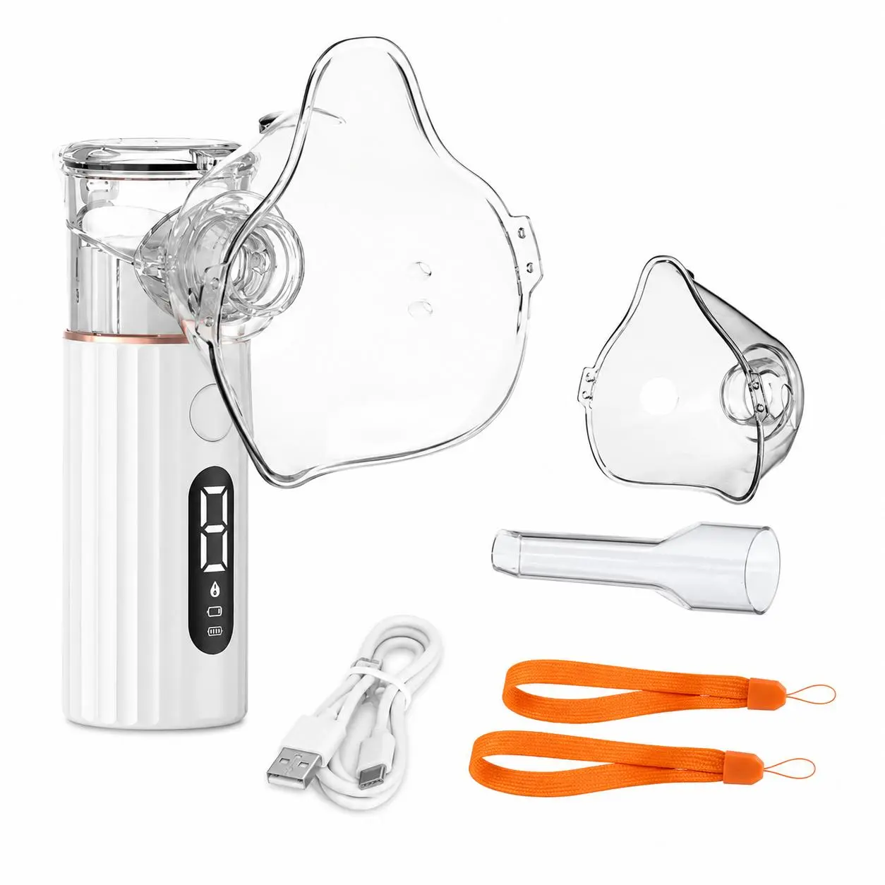 Portable Nebulizer Machine for Adults & Kids, USB Rechargeable Mesh Nebulizer with Self-Cleaning Function & Self-Cleaning Mode, Whisper-Quiet Handheld Nebulizer with LED Interface & Child Mask, Rechargeable Nebulizer Compact Travel Size for Home & Travel