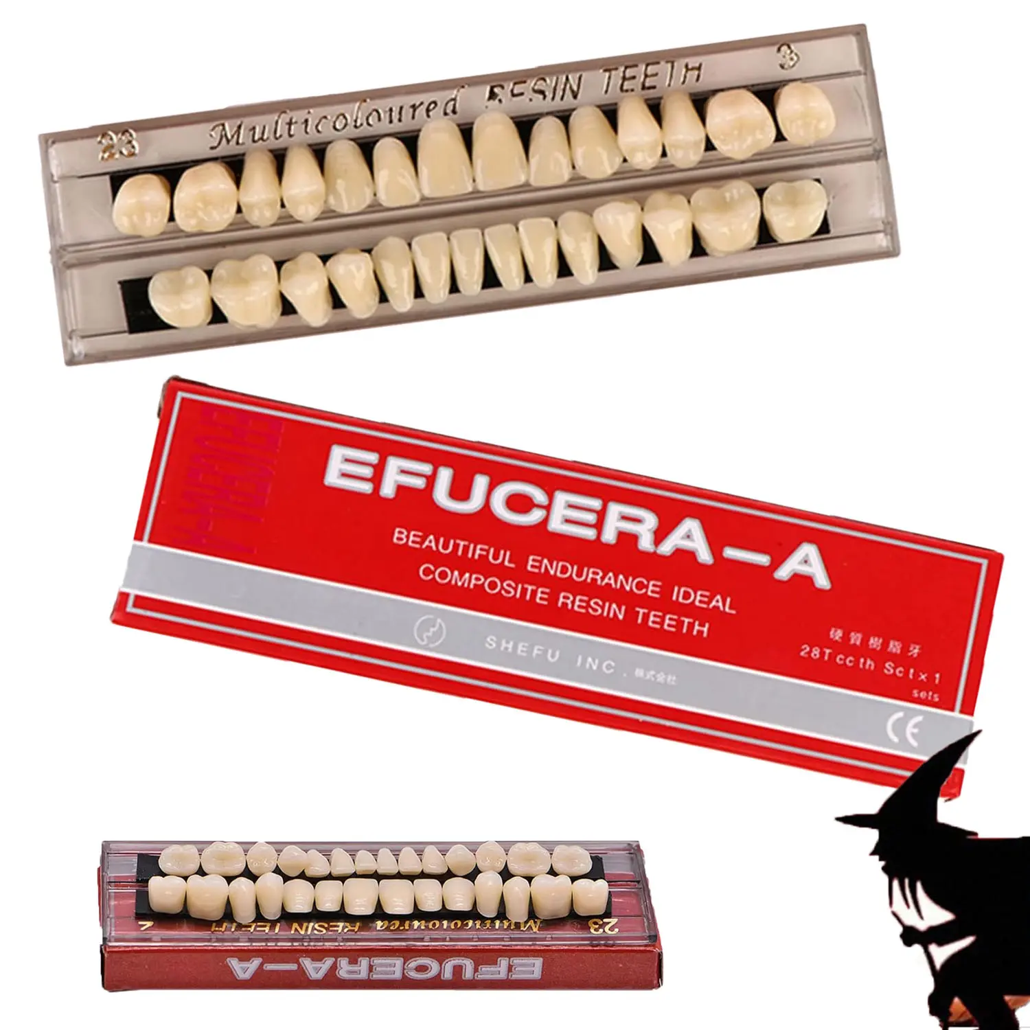 28Pcs Halloween Fake Teeth Set, Realistic Vampire Fangs & Monster Teeth Decor, 2-in-1 Spooky Costume Prop & Tooth Shape Display Model with Storage Case for Cosplay Party School Teaching