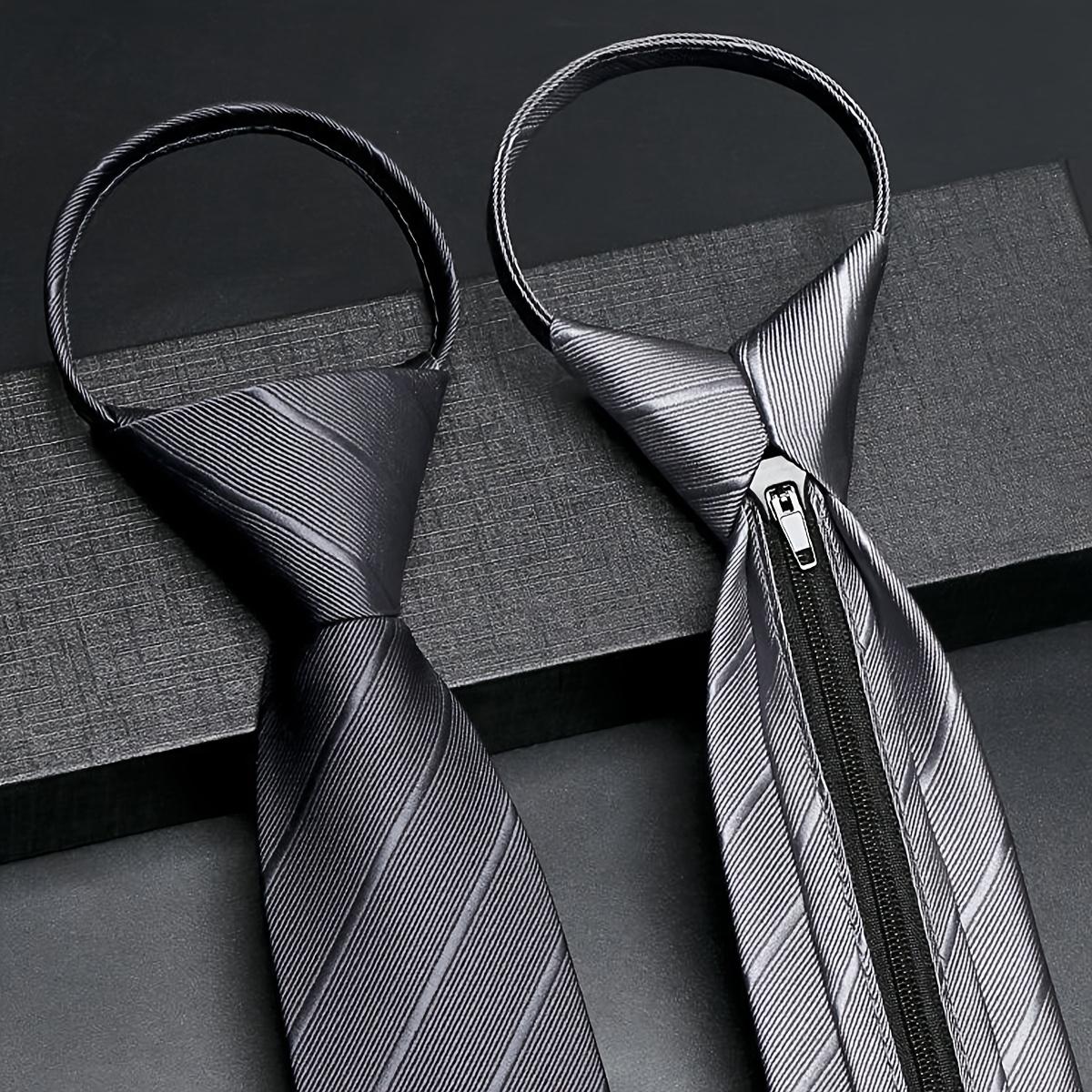 3-piece men's 1200-needle solid color polyester zippered striped tie set, classic retro business versatile ties suitable for work, interviews, banquets, etc. Black, gray, navy blue, and dark red ties are ideal gifts for male friends