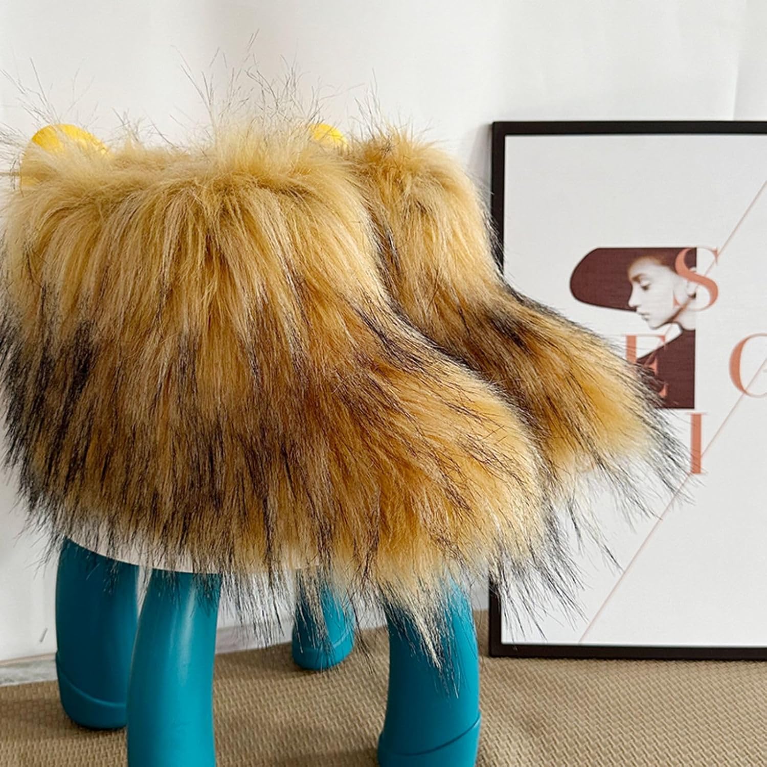 Girls Winter Short Boots Fluffy Furry Flat Snow Boots, Suitable for Winter Outfits