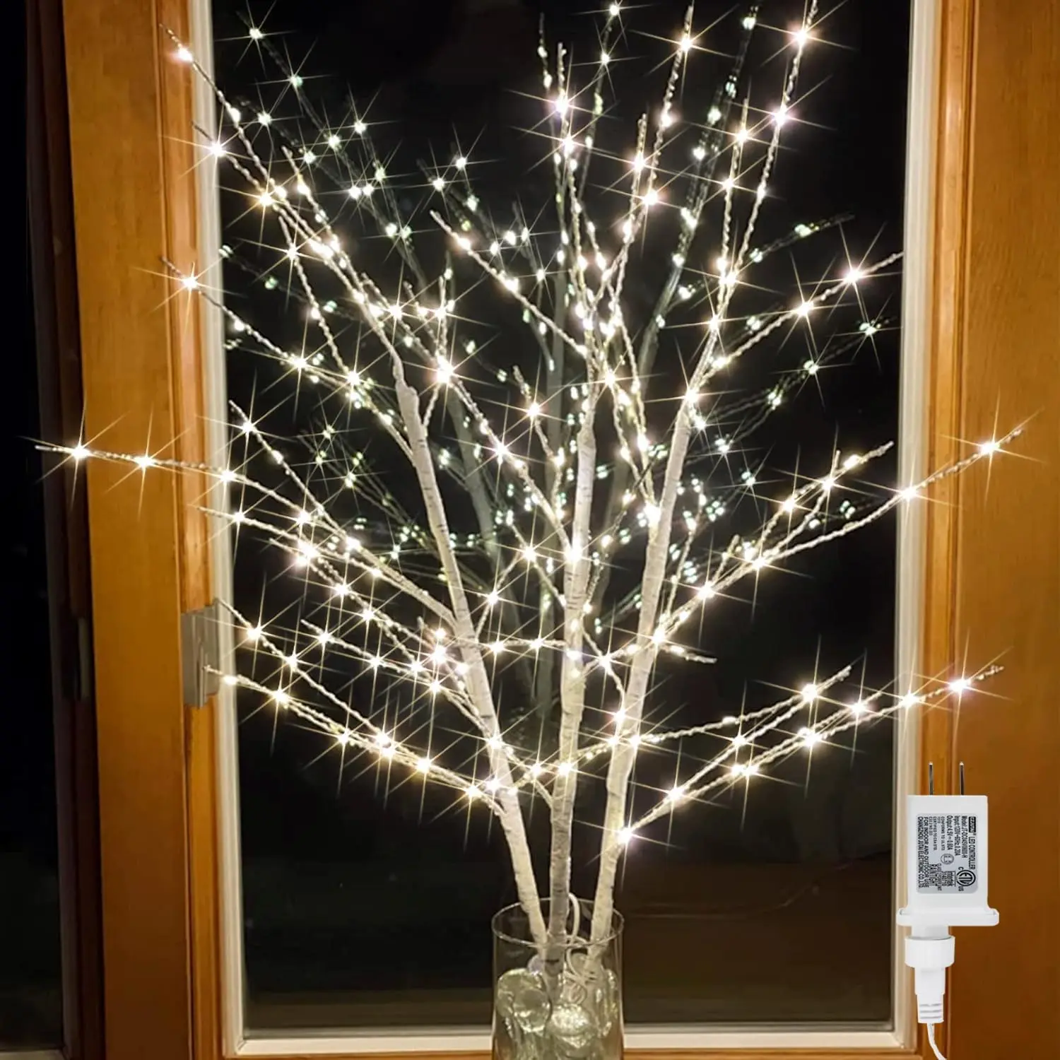 Lighted White Tree Branches 33IN 180LED with Timer Plug in, Artificial Tree White Twig for Christmas Home Decor Wedding Bedroom