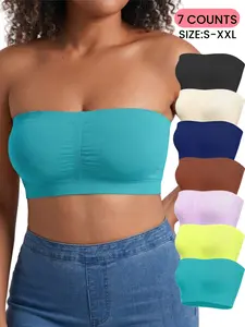 Seamless Women's Strapless Daily Underwear Bras, Comfortable Breathable Nylon and Elastic Fiber, Non-Slip, Beautiful Back Design, Ideal for Casual Wear and Sleep,Women's Intimate,All Seasons