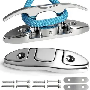 316 Stainless Steel Boat Folding Cleats 4-3/4 inch and 6 inch (2 Sizes) Flip up Dock Cleat for Deck and Boat with Fasteners Available in 2 Pack or 4 Pack