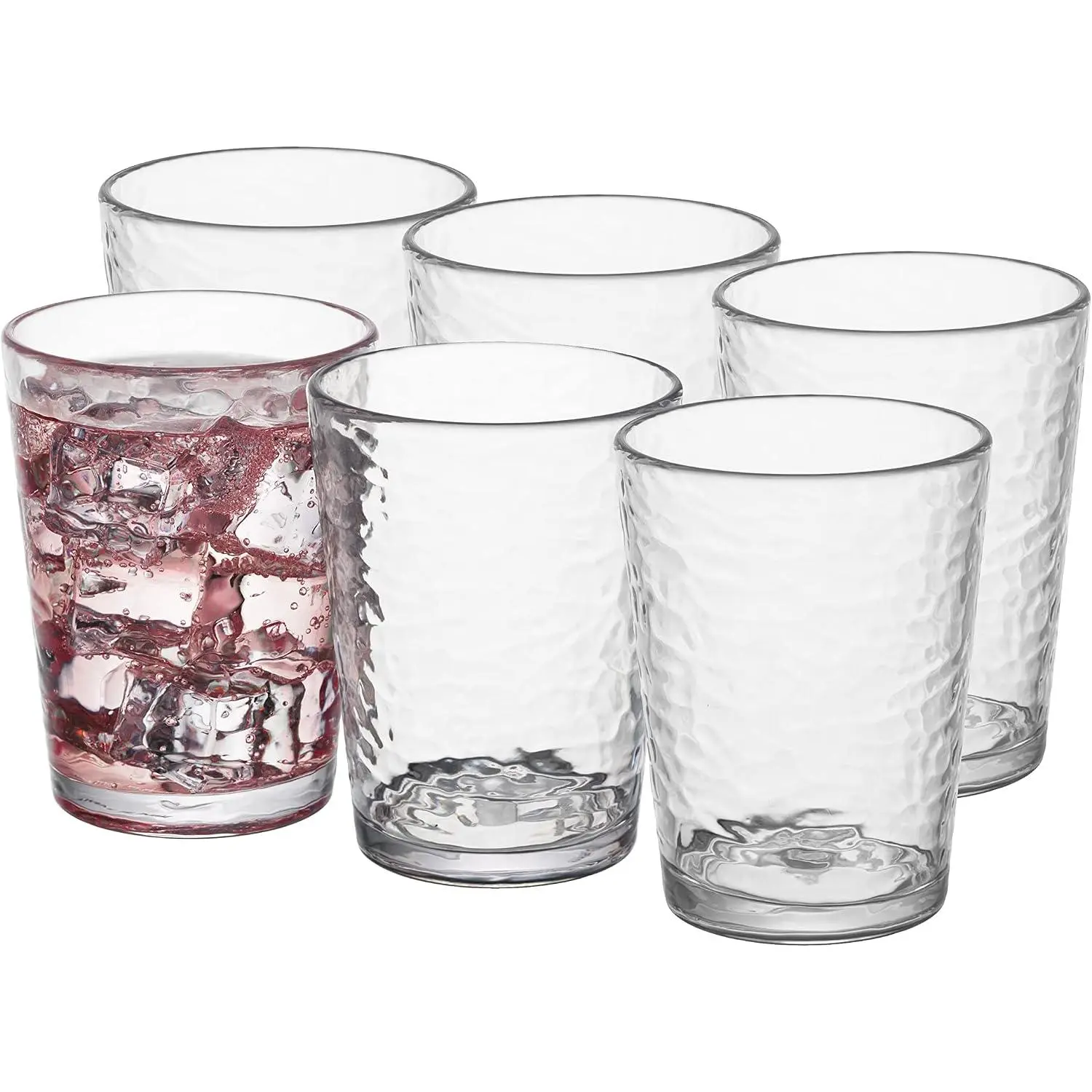 - NICE- 14.7 ounce, Set of 6,  Tumbler Drinking Glasses Set, , Stackable Plastic Drinkware, Dishwasher Safe Cups, Clear