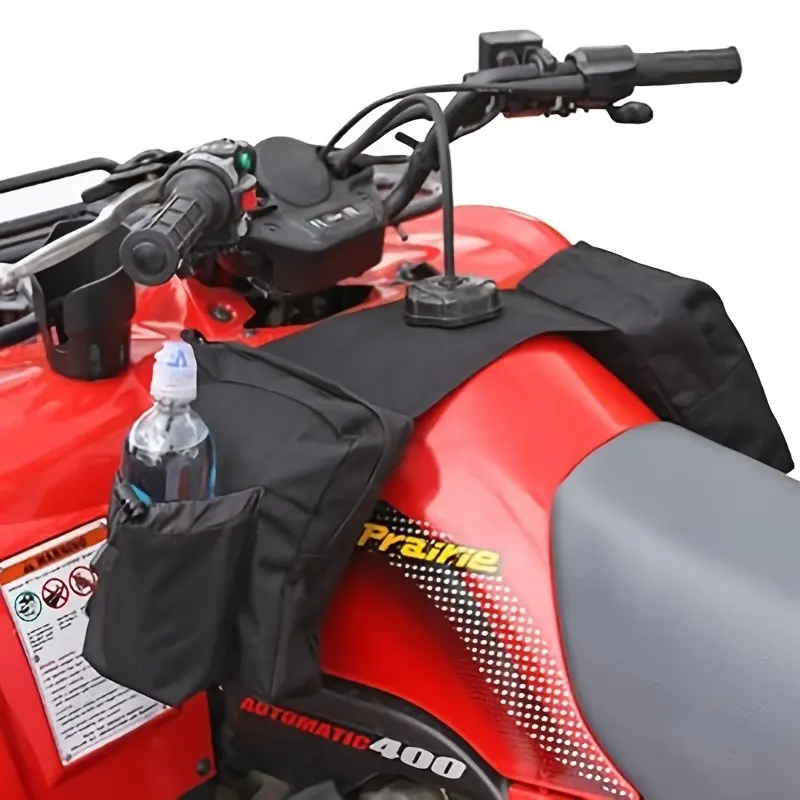 Universal Waterproof PVC ATV Tank Saddle Bag with Drink Pocket, Storage Pack for UTV, Snowmobile & Motorcycle