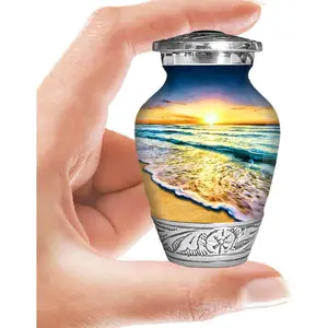 Waves on The Beach Keepsake Urn for Adult Human Ashes | Handcrafted Funeral Memorial | Seascape Funeral Decorative Cremation urn for Women and Men