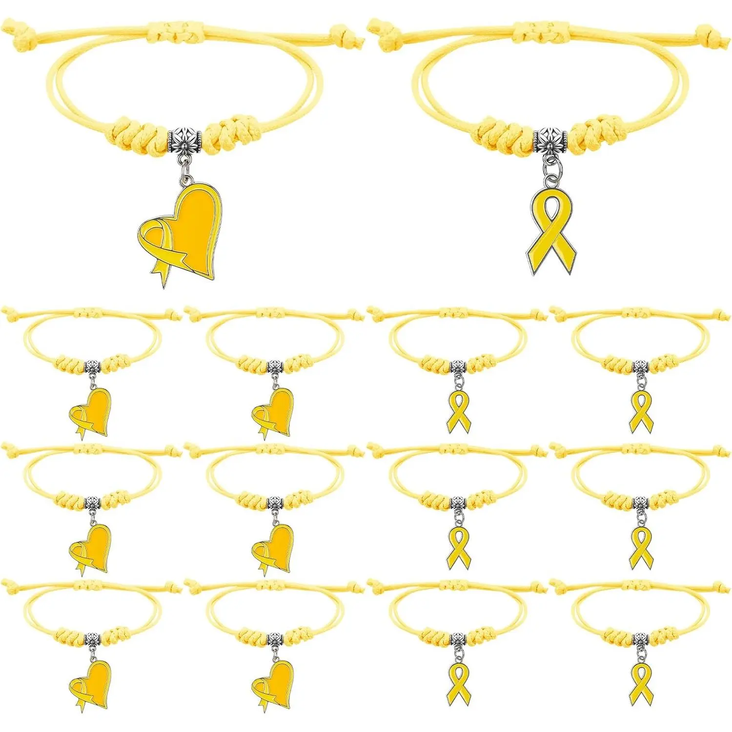 Yellow Ribbon Bracelet Childhood Cancer Awareness Bracelet | Adjustable Cord Inspirational Cancer Wristband for Bladder  Sarcoma Awareness Event Public Charity Fundraising