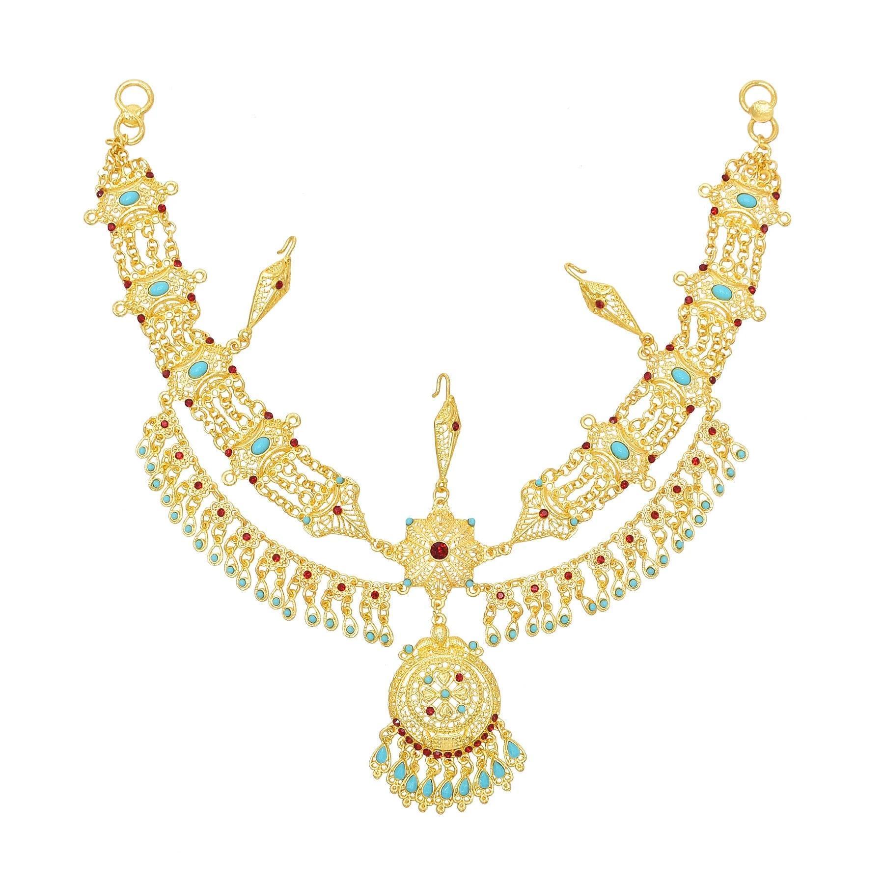 Golden Traditional Indian Ethnic Hair Accessories for Women Afghan Turkish Tribe Bride Wedding Head Chain Kurdish Female Jewelry