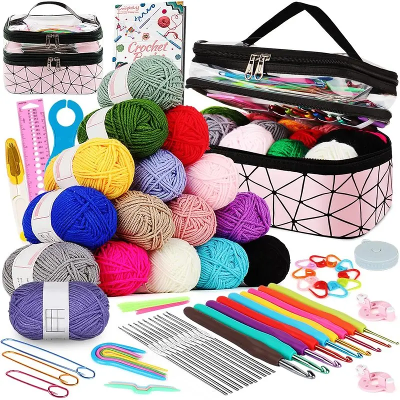 Crochet Kit For Beginner, Crochet Starter Kit With Portable Case | Complete Beginner Crochet Kits For Kids Adults With Easy-To-Follow Tutorial-Learn-To-Crochet Set, Ideal Gift For Women & Girls