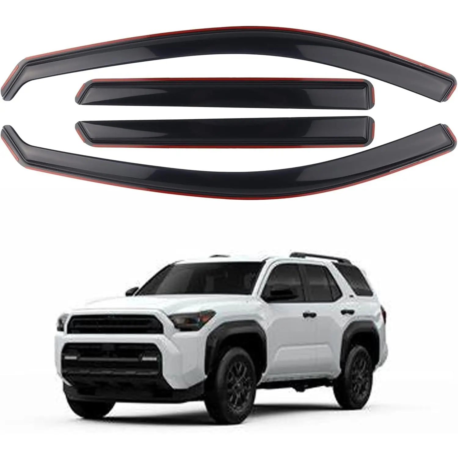 4-Piece In-Channel Extra Durable Smoke Black Window Deflectors Set Pack - Wind Deflectors Fit for 2025-2026 Toyota 4Runner, Wind Deflector