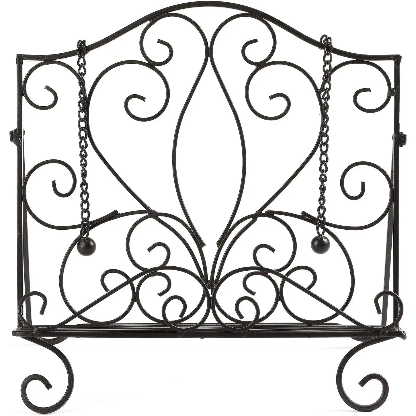 Metal Cookbook Holder Recipe Book Stand for Kitchen, Vintage Scrollwork