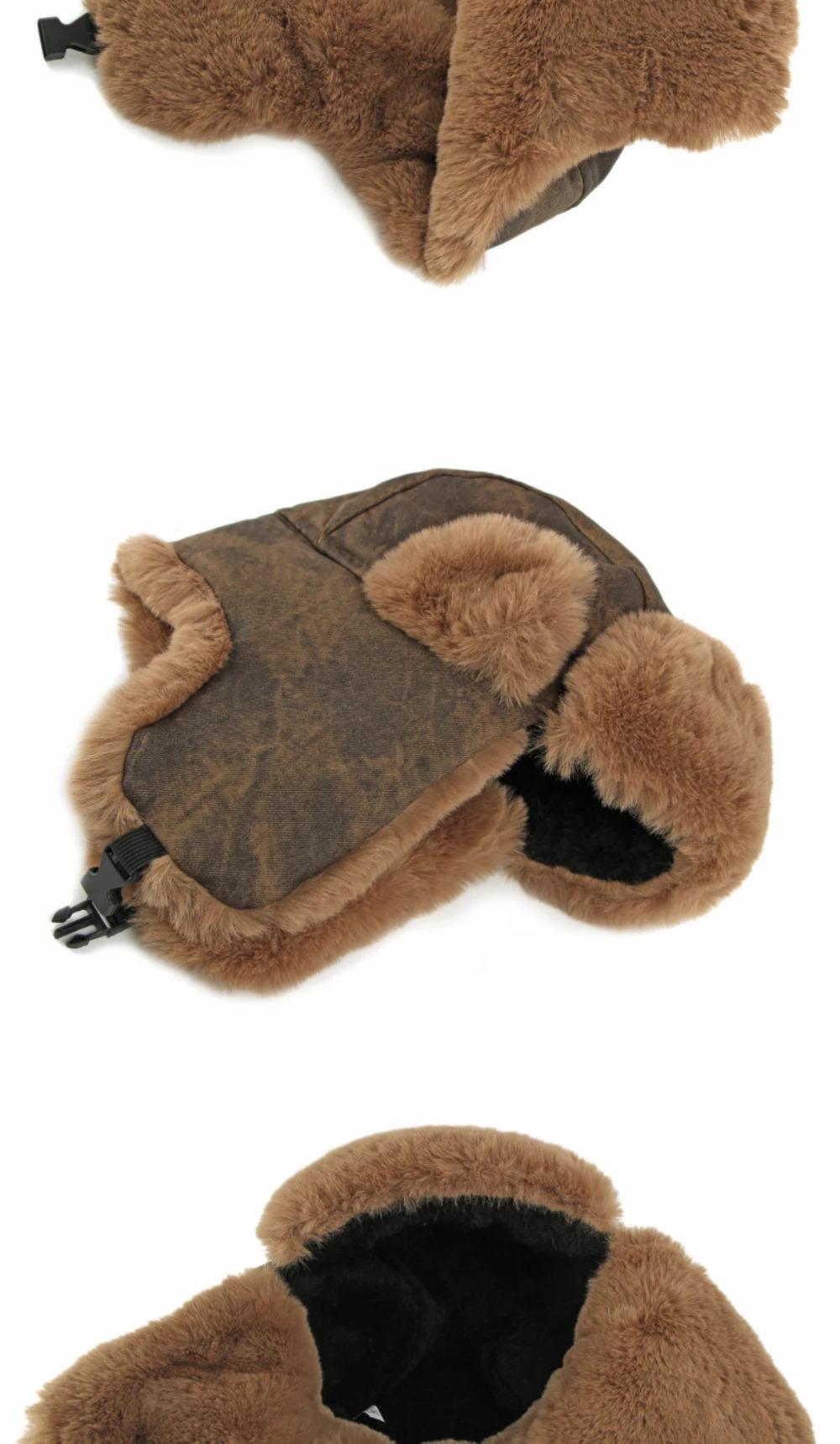 HT4983 Russian Hat Thick Warm Winter Hats for Men Women Fluffy Fur Russian Hat Male Female Ski Earflap Cap Windproof Bomber Hat