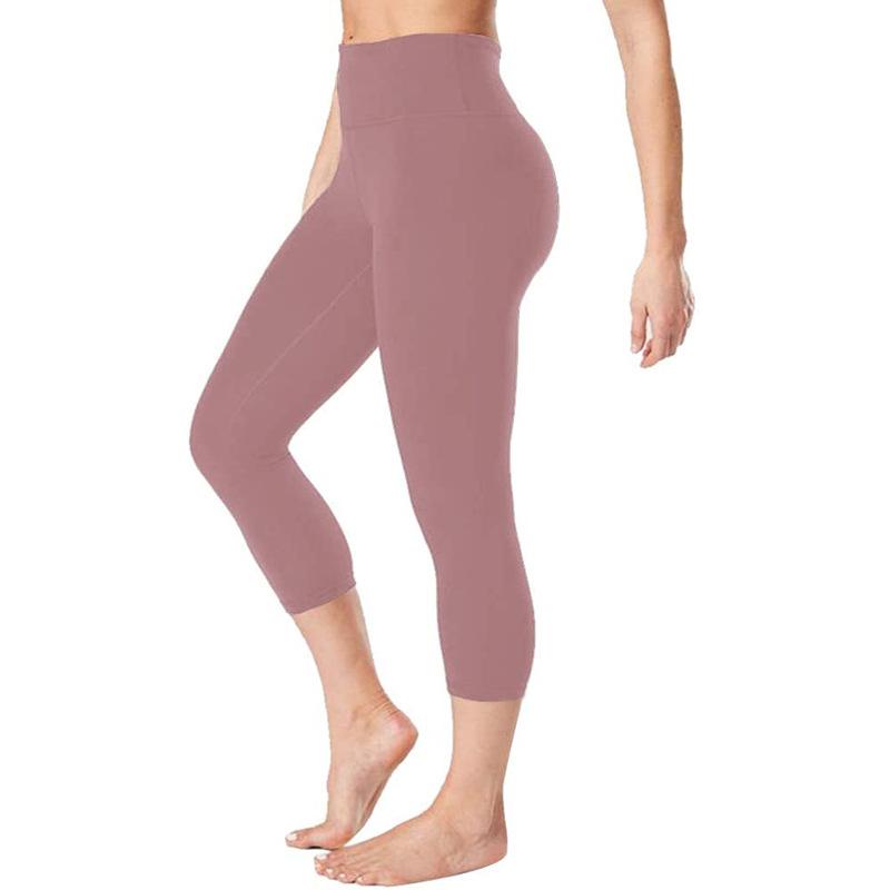 High Waisted Yoga Capris Butt Lift Tummy Control Quick Dry Slim Fit Workout Athletic Leggings
