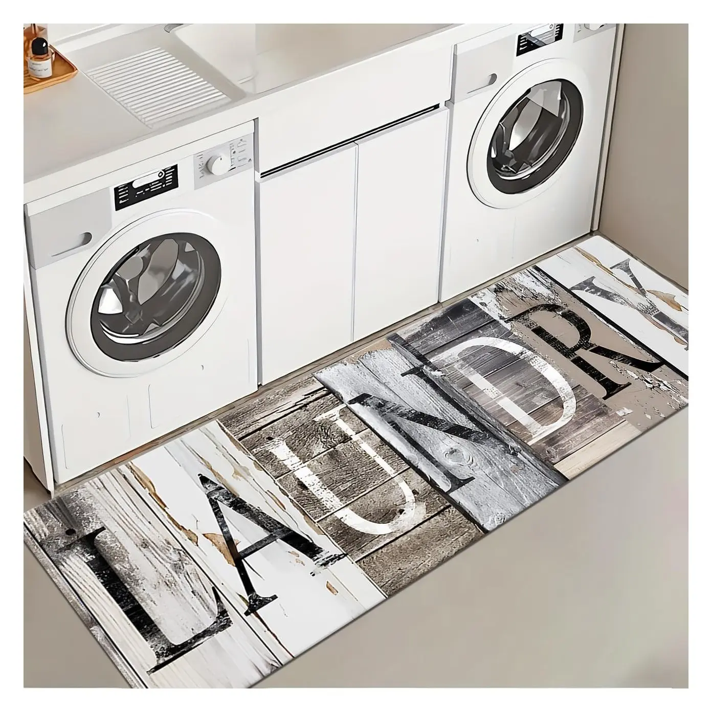 Brown Wood Non Slip Laundry Room Rug Runner 20" x 59" Washable Farmhouse Kitchen Bathroom Area Rug MatGift