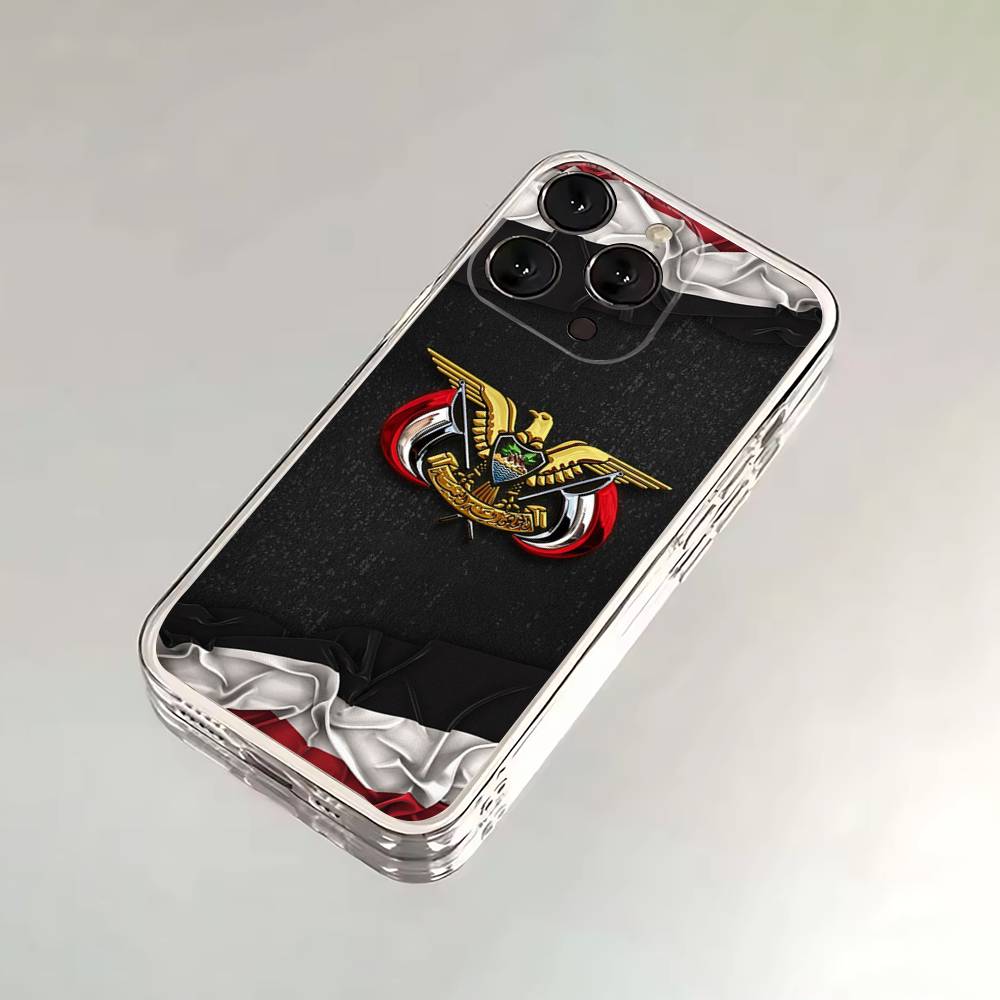 Yemen National Emblem Flag Passport Phone Case For iPhone 17,16,15,14,13,12,11 Plus,Pro,Max,XR,XS,Plus,E,SE4,Mini Transparent Cover