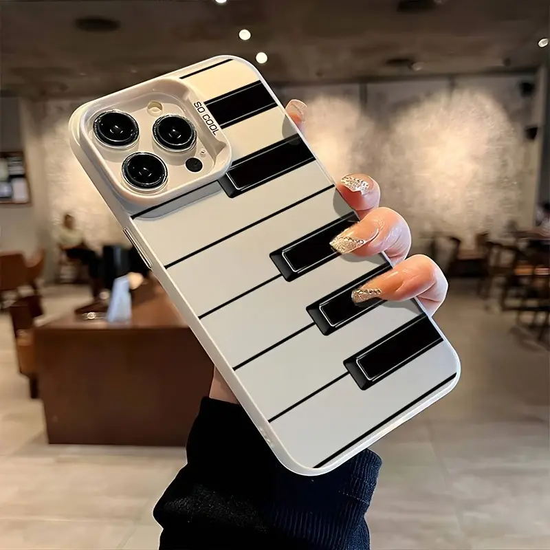 Piano Keyboard Graphic Phone Case, Modern Monochrome Music Bumper for iPhone 17 16 15 14 13 12 11 X Plus Pro Max, Piano Teacher Gift