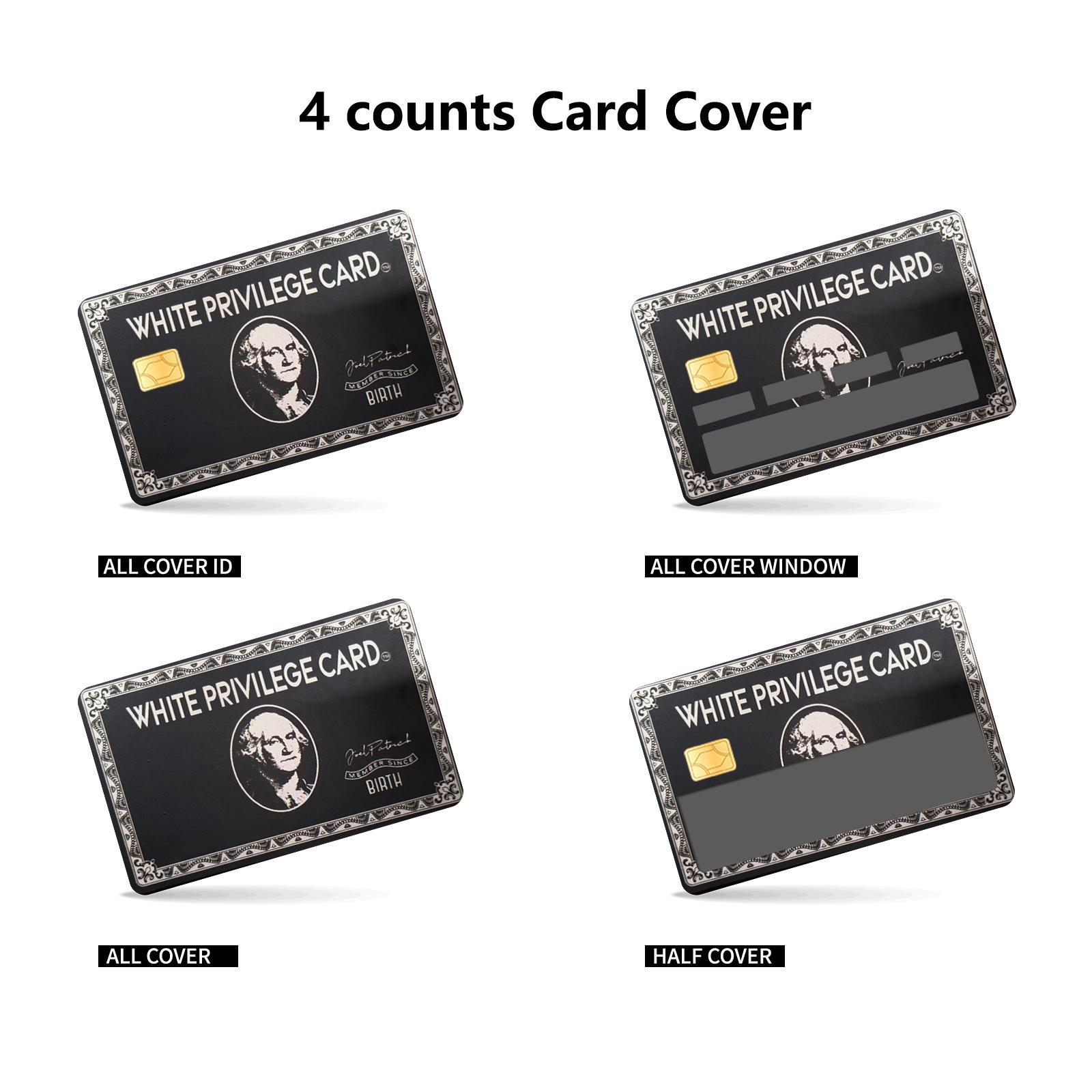 White Privilege Card Design Credit Card Ultra Thin Skin Vinyl Sticker, 4 Counts/set Ultra-thin Skin Vinyl No Residue Sticker, Waterproof & Scratch Resistant Card Sticker