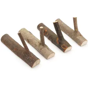 Pack of 4 Vintage Real Wood Tree Branch Wall Hook,Rustic Decorative Wood Adhesive Hooks. Key Holder, Coat Hook,Strong Suction Hooks.(Width 2cm-3cm)