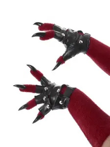 Furry Animal Claw Gloves, Punk Leather Cosplay Handmade Accessories, DIY Props for Costume Parties, Unique Fashion Gear