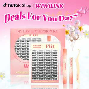 WiWiLINK First Met Universal Lashes, Cluster Lashes C D Curl, DIY Lash Extension Kit and Lash Clusters, 8-14mm with Bond, Seal, and Remover - Ultra-Thin Transparent Bands