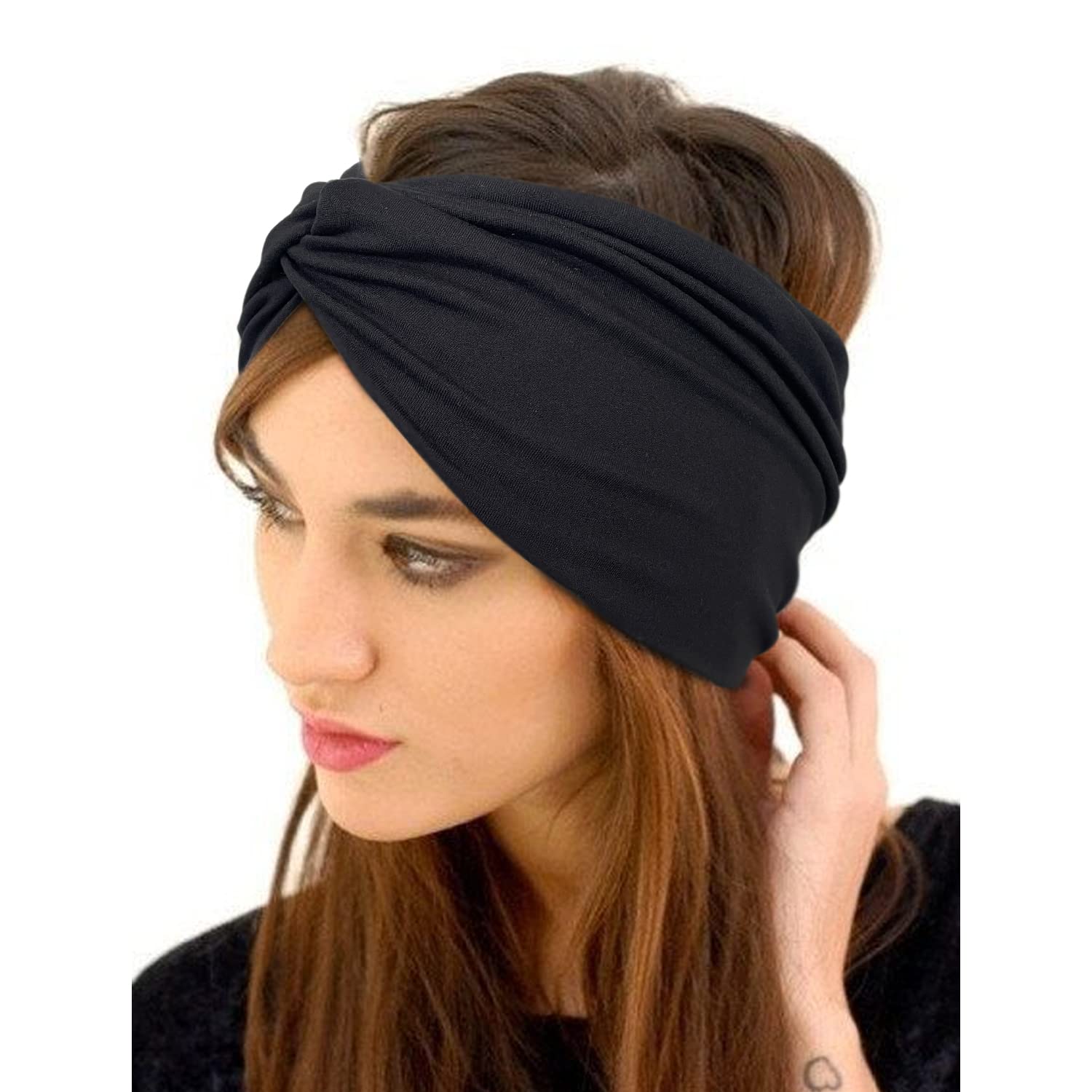 10Pcs/Pack Women Headbands African Wide Hair Wrap Turban Twist Headband for Women Large Sport Workout Stretch Non-slip Big Hair Bands