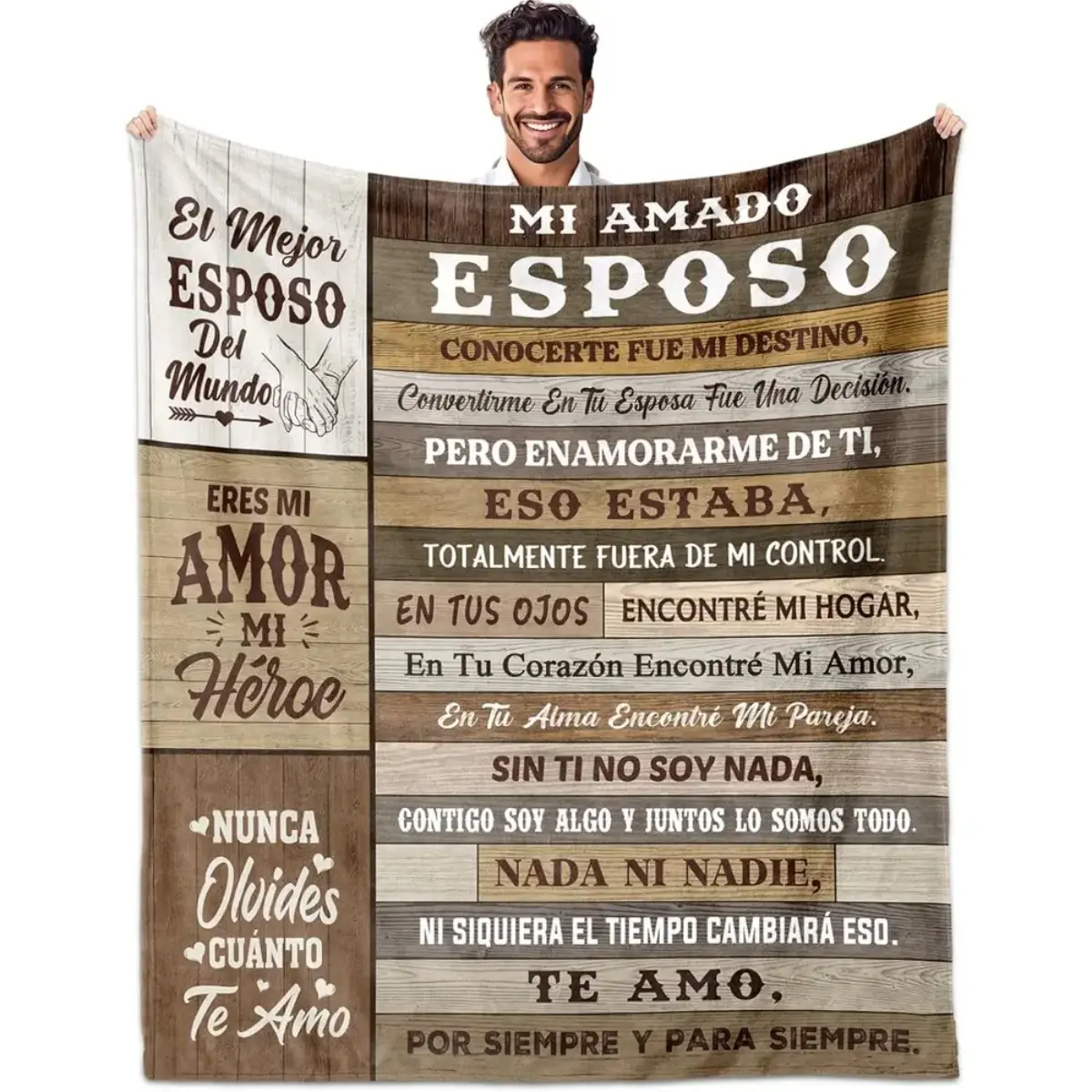 To My Husband Blanket, Romantic Spanish Love Message Throw Blanket, Anniversary Gift for Husband, Couples Love Blanket for Bedroom Sofa Home Decor