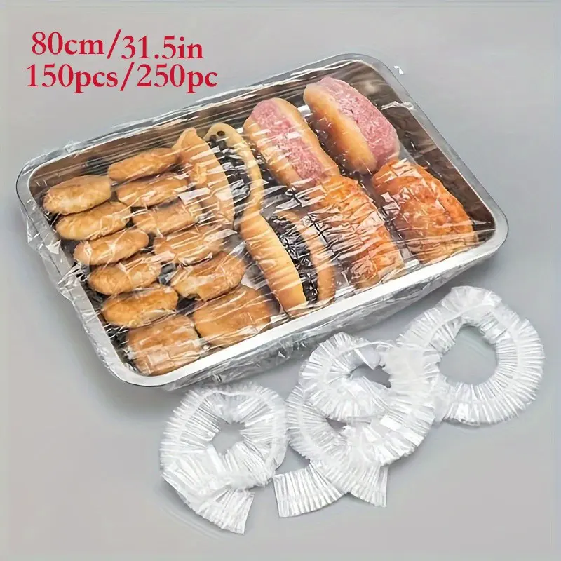 90/150pcs Extra Large Elastic Food Covers, Disposable Food Grade Plastic Wrap, Stretchable Bowl Covers for Food Storage, Kitchen Use, Cookware