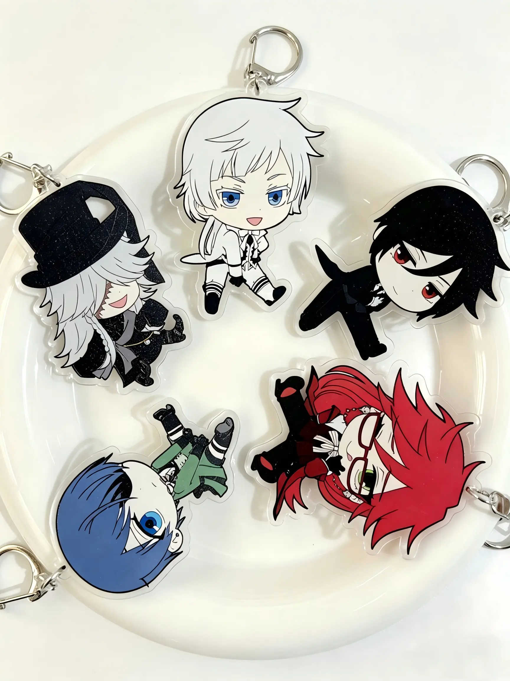 2D Plane 5-Piece Set Classic Anime Characters Acrylic Keychains, Cute Cartoon Car Keys Anti-Loss Chain Decor Gift Collection