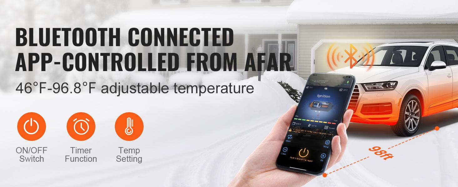 VEVOR Diesel Air Heater, 12V 8KW Separated Portable Parking Heater with Bluetooth App and LCD, Automatic Altitude Adjustment Max 18045 ft,  Fast Heating Low Noise, Diesel Heater for Truck RV Trailer Camper Van Boat and Indoors