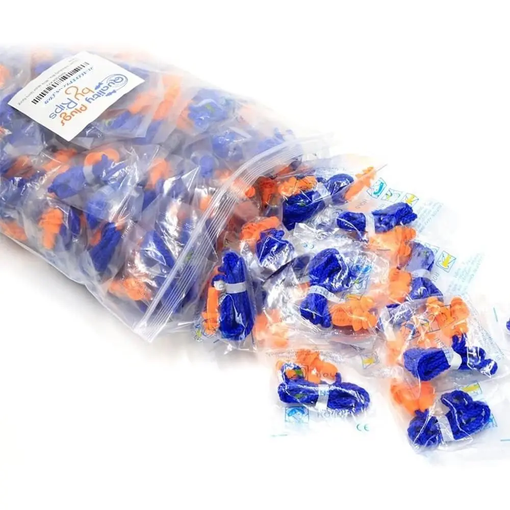 100 Pair Quality Reusable 25dB Corded Silicone Earplugs, Hearing Protection for Shooting Construction Work Hunting Motorcycle Range Mowing