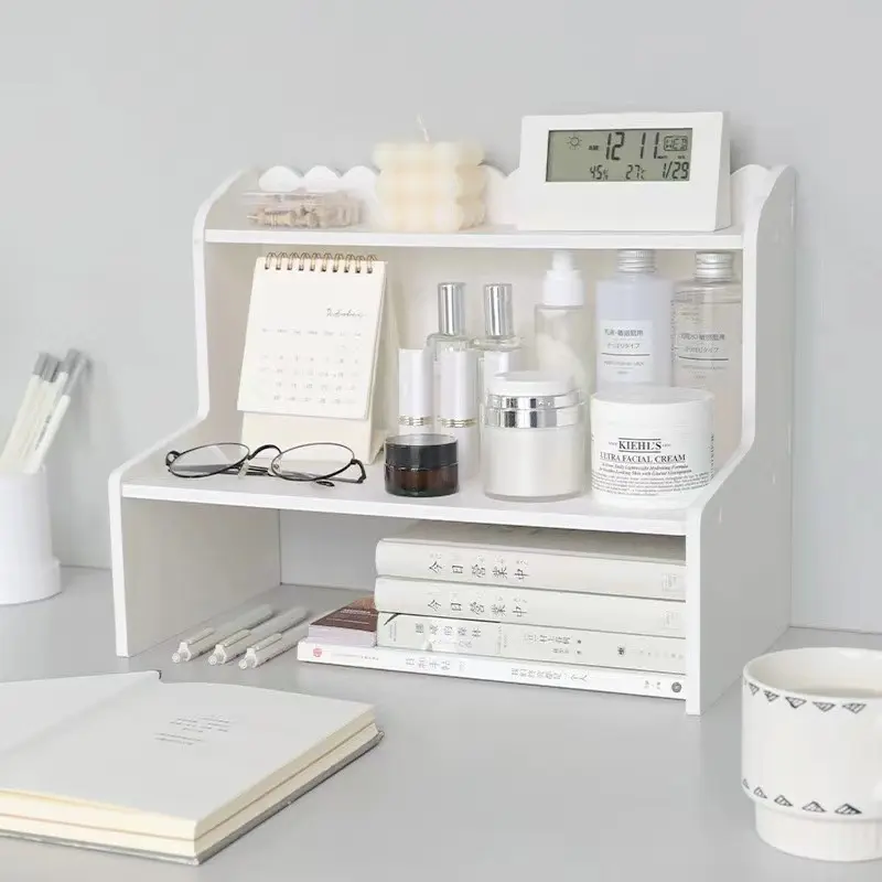 ins style double-layer heightened desktop shelf dormitory office cosmetics stationery book storage and organization shelf