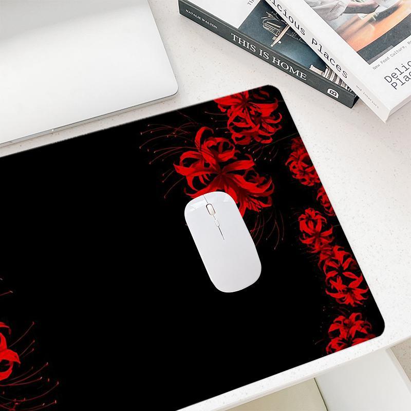 Flower Pattern Mouse Pad, 1 Count Rectangle Gaming Mouse Pad, Non-Slip Rubber Base Stitched Edge Desk Pad for Laptop Desktop, Gaming Desk Accessory
