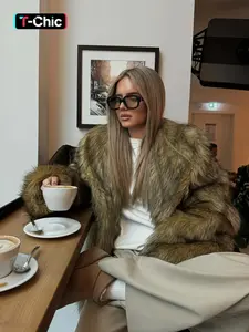 Women's Casual Fashion Thick Woven Faux Fur Coat, Loose Fit Fall Winter Outerwear, Stylish Ladies' Jacket for Daily Wear