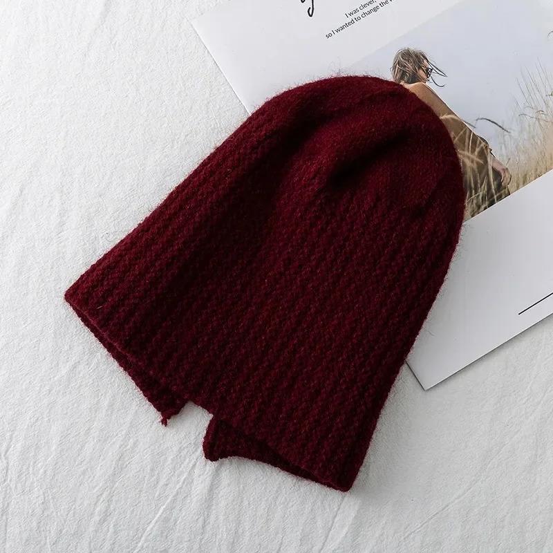 Hot Sale Women Hat Kpop Style Autumn /Winter Hat Soft Beanie Hats For Women Leisure Back Split Teens Ponytail Knitted Cap