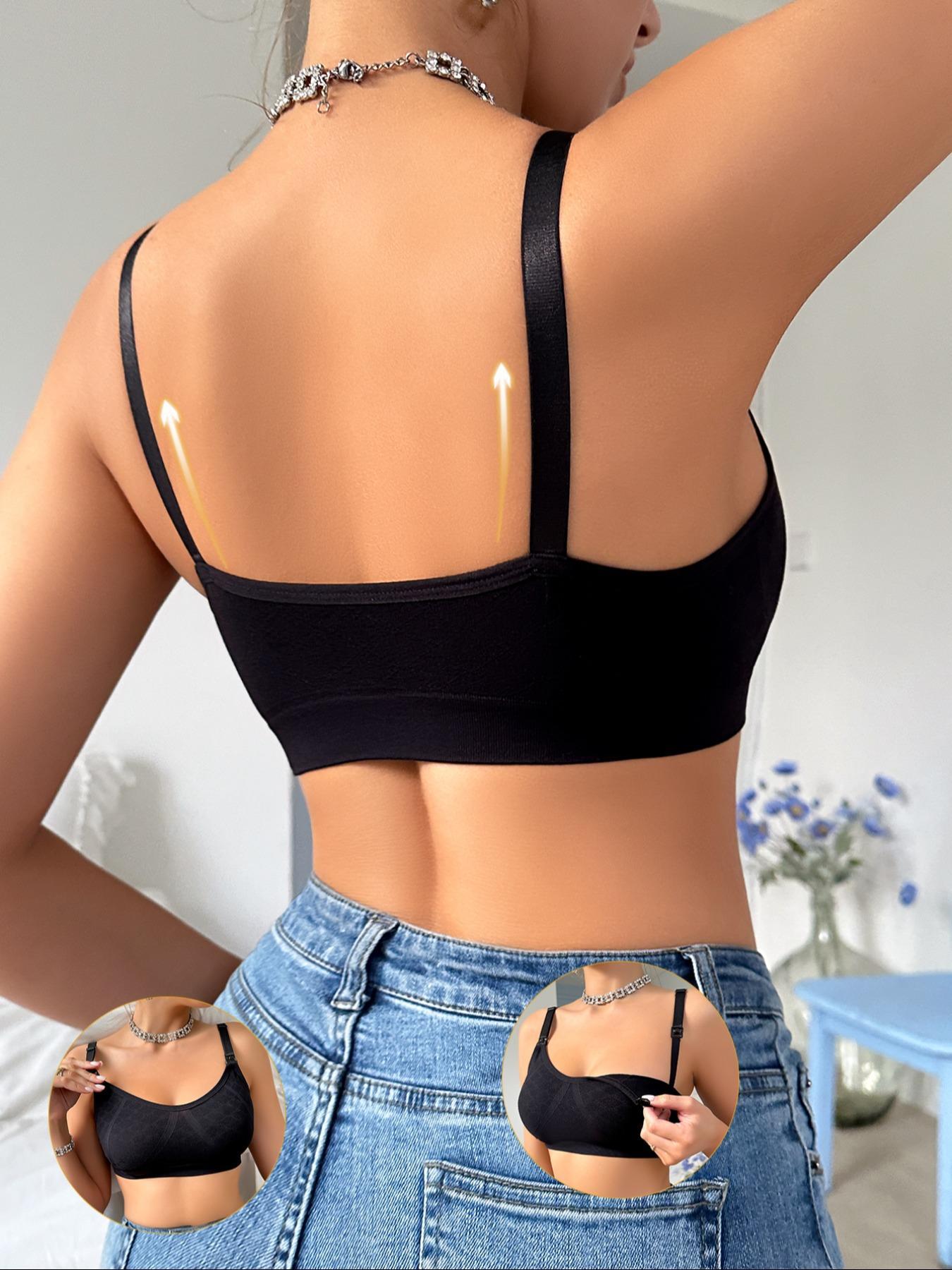 Maternity Solid Color Buckle Front Wireless Bra, Comfortable Breathable Pregnancy & Nursing Bra, Maternity Underwear for All Seasons