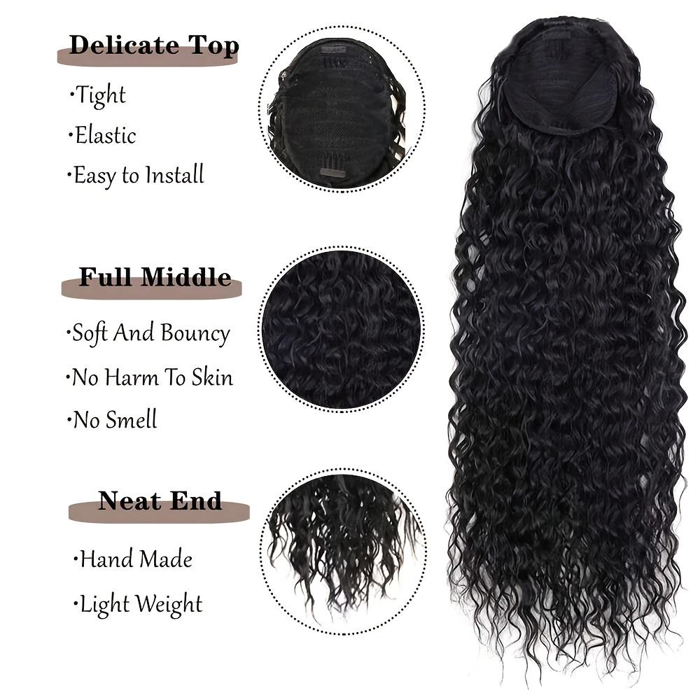 22inch Synthetic fiber wavy drawstring ponytail wig, suitable for women's hair extensions