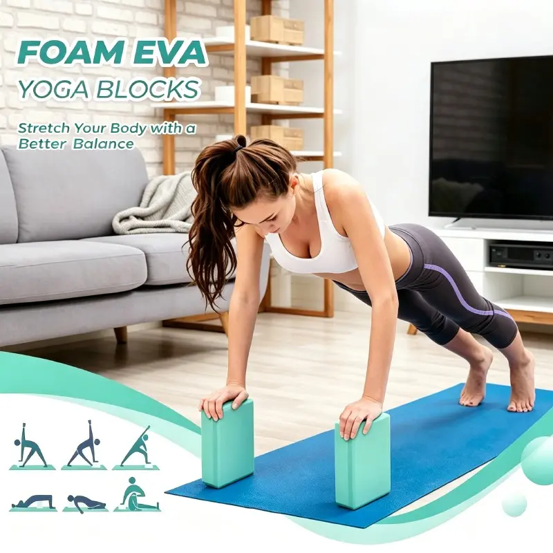 Yoga Block - Supportive Eva Foam, Soft Non-Slip Surface, Beveled Edges, Lightweight Yoga Props, Yoga Accessories, Pilates, Meditation, Exercise Blocks