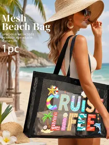 New Cruiselife Theme Large Capacity Tote Bag, Fashionable and Practical, Ideal for Cruises, Beach Trips, Weekend Getaways, Perfect Gift