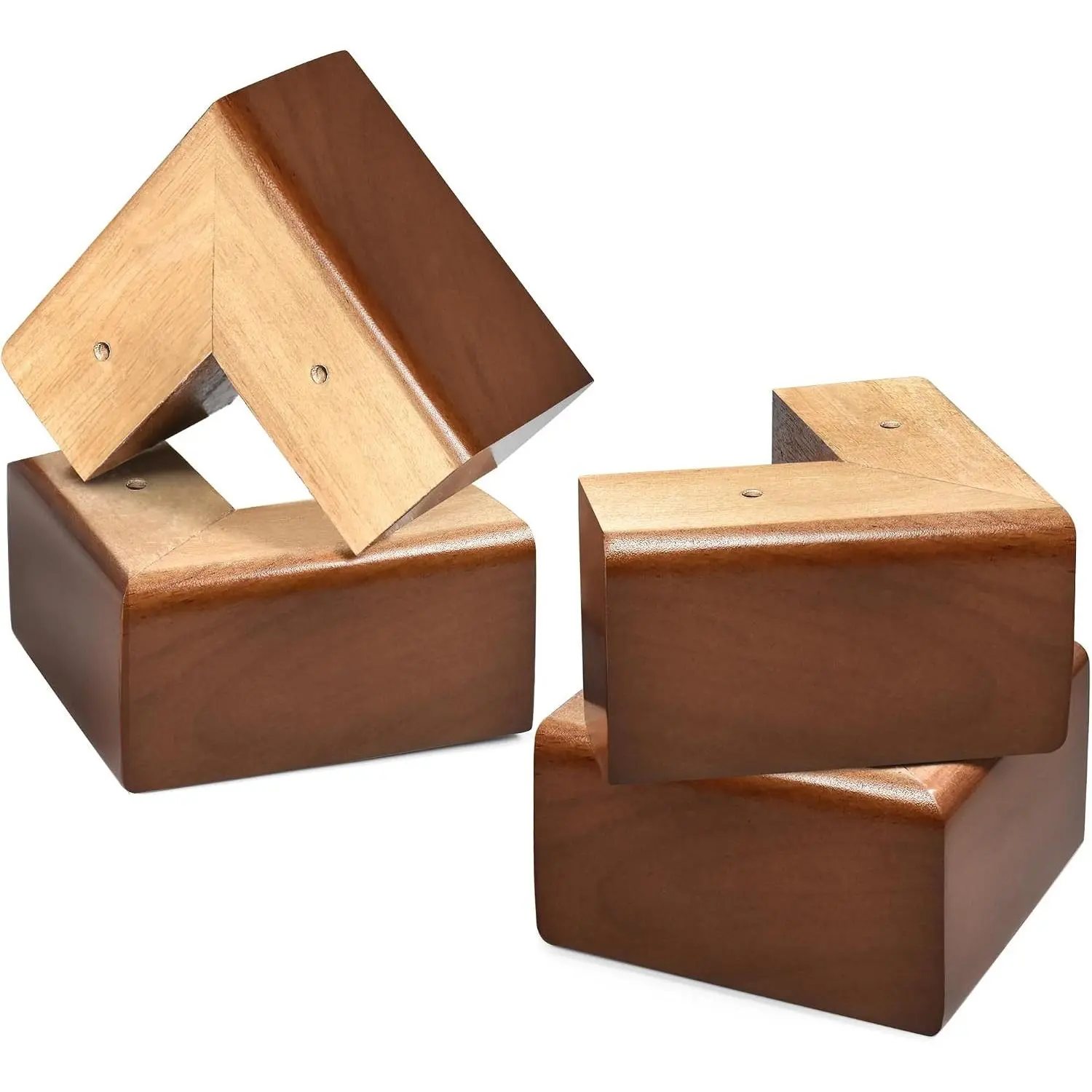 Solid Wood Legs for Furniture, L-Shaped Bed Risers, 3 inch Furniture Legs for Sofa Couch Dresser Cabinet Table, Couch Sofa Feet, Furniture Risers, Bed Lifters 4 Pack